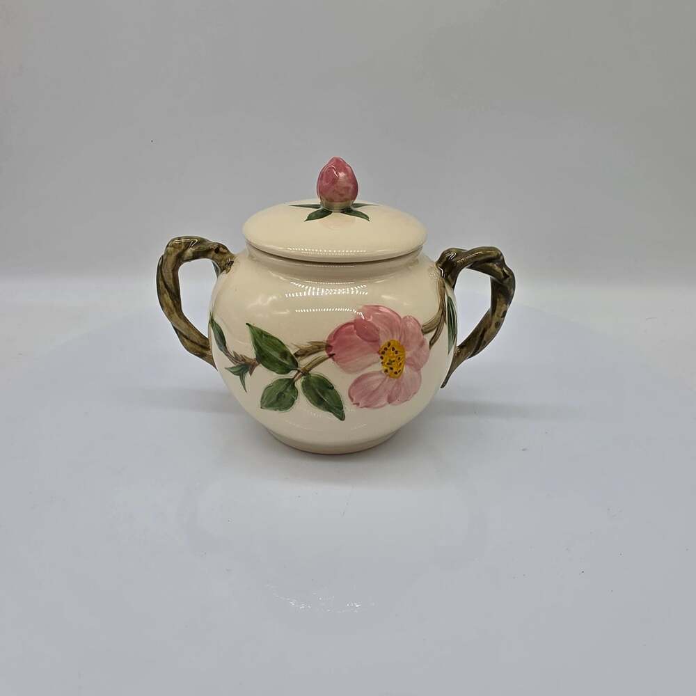 Vintage Franciscan Ware Desert Rose lidded sugar bowl Cottagecore Grandmacore